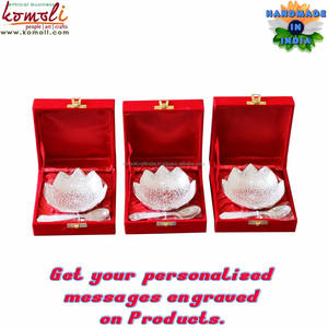 Latest Design Indian Silver Plated Gift Bowl Set Wholesale Diwali Gifts, Decorative Serving Bowls, Traditional Festival Decor - Product Image 3