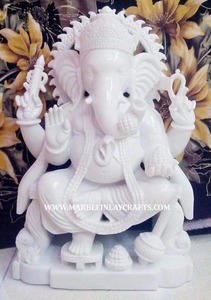 ยังไม่เสร็จบริสุทธิ์หินอ่อนสีขาวพระพิฆเนศประติมากรรม - Product Image 4