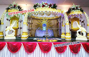 Indian Wedding Hand <b>Carved</b> Peacock Mandap Wedding <b>Wooden</b> Mandap for <b>Sale</b> Peacock Designed Pillars Wedding Mandap Australia Decor - Product Image 6