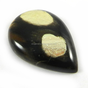 Meilleure pierre naturelle en jaspe de bois d'arachide, cabochon poire 19x27mm, 4,60 g, pierre précieuse pour bijoux - Product Image 1