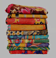 Couvre-lit en coton matelassé réversible Bangali Gudari, fait main en Inde, ancien style vintage, Kantha, couvre-lit vintage, décoration vintage
