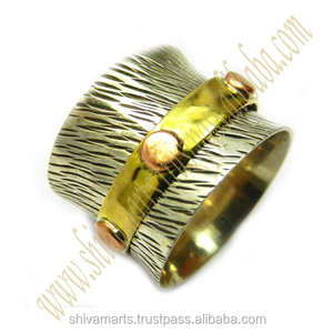 Bague de méditation vintage élégante en argent sterling 925 avec marteau en laiton pour mariage, bijoux fins faits à la main - Product Image 2