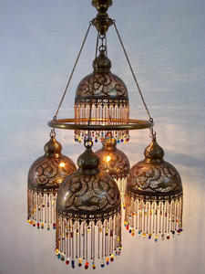 Lámpara de Pared BR385 de Estilo Decorativo con Cuentas de Mosaico Marroquí en Oro Antiguo, con 5 Luces de Bajo Consumo y Anillo de Latón - Product Image 2