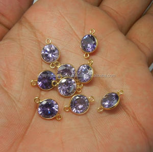 อเมทิสต์เพทายรอบชุบทองพลอยเชื่อมต่อ-เพชรพลอยเชื่อมต่อสำหรับเครื่องประดับ - Product Image 2