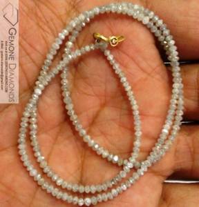 Collier de perles de diamants naturels blancs à facettes de taille 2 à 3 mm du fabricant indien Collier de perles de diamants blancs à facettes - Product Image 2