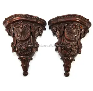 Antique Hand Carved Wall Shelves Wooden Shelves , Antique Hand Carved Solid French Oak Wall Bracket Shelf