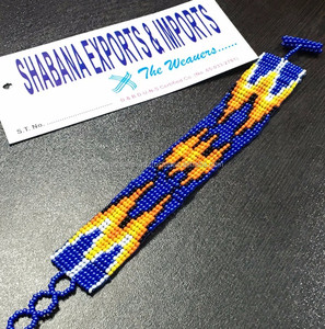 สร้อยข้อมือมิตรภาพลูกปัดเมล็ดพันธุ์ชนเผ่าสีน้ำเงิน Diy สร้อยข้อมือสานความสัมพันธ์โบฮีเมียน