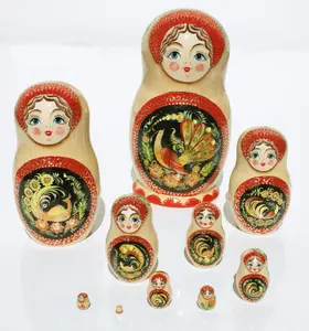 孔雀Matryoshka套娃娃娃里面俄罗斯设计益智玩具英国10pc