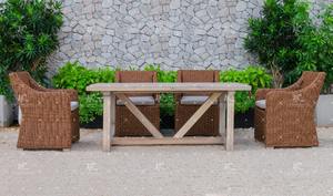 Meubles de jardin modernes en osier résistant aux UV, ensemble de 6 chaises de salle à manger en rotin PE, ensemble de chaises de table en aluminium, hôtels, cours intérieures - Product Image 3