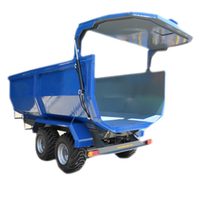 Remorque agricole à benne basculante pour fumier, grande capacité 6 tonnes, rouge et bleue, à simple essieu, semi-remorque en acier