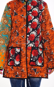 Sari Vintage Kantha chaqueta Reversible Sari antiguo hecho a mano Gudri chaqueta abrigo de algodón - Product Image 3