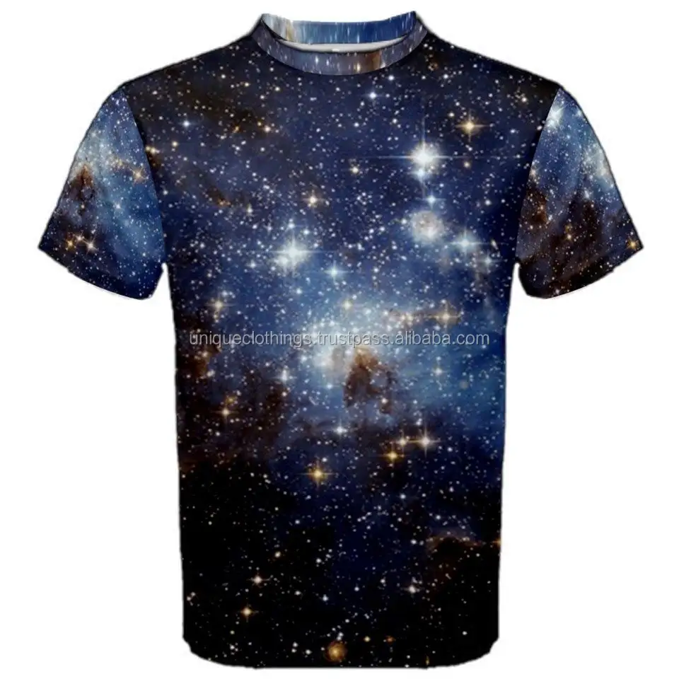 galaxy printed custom t shirt for men wholesale, sublimated t shirt
