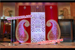 Paneles de fondo de fibra para escenario de boda, Panel de fondo con flores para escenario de boda, marco de fotos elegante, nuevo diseño - Product Image 4