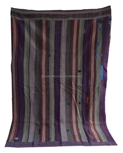 Jeté Rali ethnique de taille double à la main Kantha Gudri Vintage Stripe Style - Product Image 3