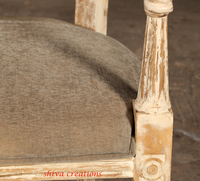 Diseño europeo muebles para el hogar sala de estar sofá de tela de madera a granel al por mayor francés país Vintage antiguo bastón trasero