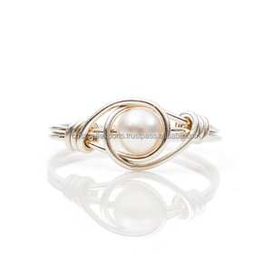 Anillo de Perla de Agua Dulce Solitario, Plata de Ley, Chapado en Oro Rosa, Engaste Pavé, Perla Blanca Vintage - Product Image 2