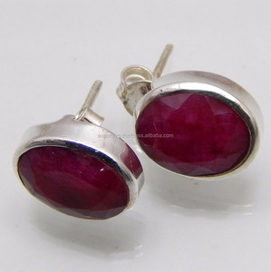 ต่างหู925รูปหยดน้ำสีเงินสเตอร์ลิงพร้อมอัญมณีควอตซ์ทับทิมเครื่องประดับแฟชั่น - Product Image 1