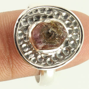 BI TOURMALINE Rose Pierres Précieuses Lunette Réglage Tendance Pur 925 En Argent Sterling Fabriqué À La Main Fantaisie En Forme De Bague Taille Fine Jewelry - Product Image 2