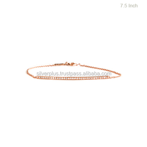 สร้อยข้อมือทองคำ14K พร้อมดีไซน์แท่งเพชรทั้งสามสี-สีขาวเหลืองกุหลาบ - Product Image 1