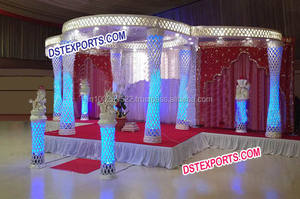 Ensemble Mandap Couronne Royale Dorée Entièrement en Cristal, Nouveau Mandap de Mariage en Métal et Cristal, Collection 2026, Vente France, Décoration d'Événements - Product Image 4