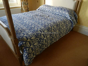 Ikat Kantha Quilt Blue Ikat Kantha Bed Cover - Product Image 4