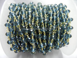 Iolite rondelle สร้อยคอลูกปัดสีเขียวลวดชุบทองประดับอัญมณี - Product Image 2