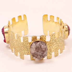 Polsino Vintage fatto a mano regolabile in agata di zucchero multicolore Pati curvo bellissimo - Product Image 2