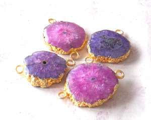 Quartz solaire plaqué or connecteur Boho fait main bijoux pierre de naissance lunette en agate solaire en forme de boule de pierres précieuses multiples naturelles - Product Image 2