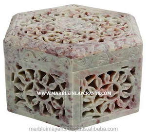 กล่องแปดเหลี่ยมทำจากหินสบู่แกะสลักด้วยมือ - Product Image 1