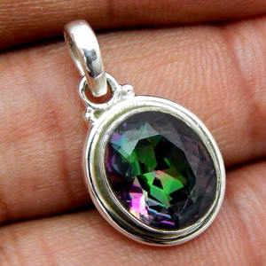 Joyería de Plata de Ley 925, colgante de piedras preciosas de cuarzo místico, estilo clásico para ocasiones de fiesta - Product Image 1