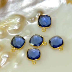 พลอย iolite สีฟ้า12X12มม. เบาะรูปทรงตัดเหลี่ยมเพชรพลอยทอง925ฝาเงินทำด้วยมือควอตซ์เครื่องประดับทางศาสนาคริสเตียน - Product Image 2