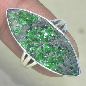 Marquise Cab Uvarovite Gemstone <b>Ring</b> 925 Sterling <b>Silver</b> Classic Bezel Setting <b>Silver</b> Plated Fashionable <b>Wedding</b> <b>Ring</b> for <b>Women</b> - Product Image 1