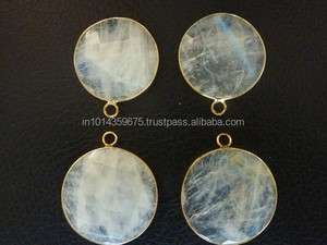 Rainbow <b>Moonstones</b> Bezels 20-35 MM Rhodium Gold Plated Sterling Silver Connectors Fashion Jewelry for Party Occasions-Wholesale - Product Image 4