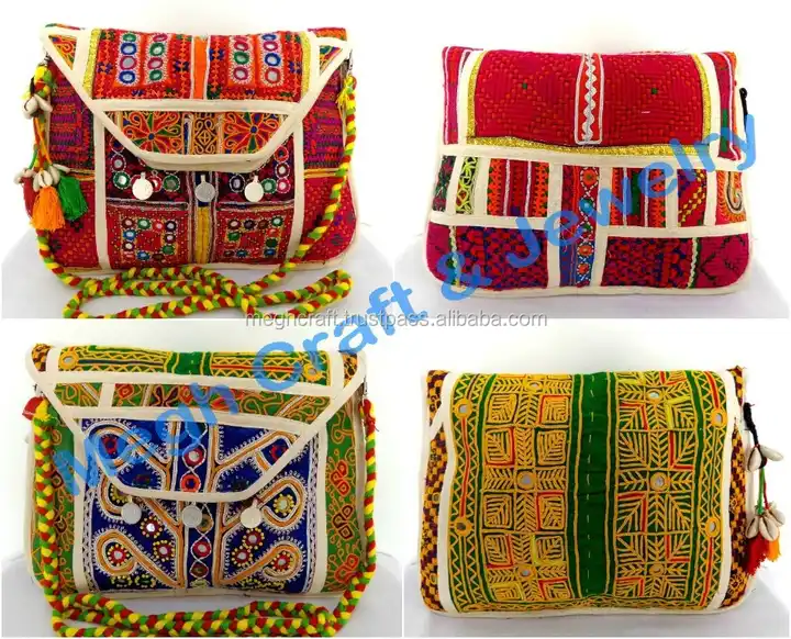 Embroidery Clutch for Women - Handmade Handbag Cotton Traditional  Beautifull Gujarati and Rajasthani Hand Bag - 25x13 Cms : Amazon.in: Fashion
