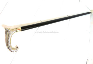 Bastón VINTAGE antiguo de latón y plata para caminar, mango de diseño de acabado, coleccionable, CHWKS36012 - Product Image 2