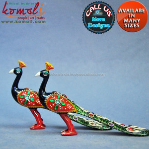 Recuerdo Artesanal Indio, Estatua Decorativa de Pavo Real, Figura de Esmalte para Decoración del Hogar, Arte Tradicional y Regalo Cultural - Product Image 5