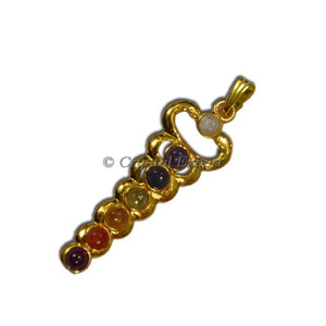 Pendentif Chakra en laiton doré avec pierre précieuse de Bouddha sculptée et agate durable de style fleur - Product Image 1