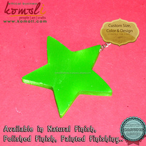 Ornamento de madera pintado con estrellas para Navidad, recortes de madera personalizados, decoraciones navideñas - Product Image 3