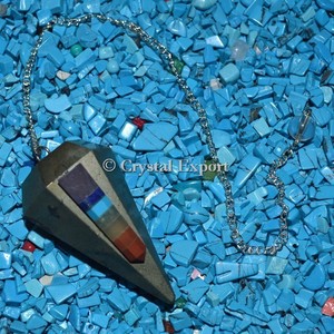 Pyrite Pendulums with Chakra Point , 2015 Hot Collection Chakra Bonded Pendulum - Product Image 1