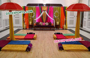 Rajasthani tema boda Mehandi etapa/nuevo diseño boda Mahiyan Sangeet etapa/colorido boda Top Mehandi Sangeet etapa EE. UU. - Product Image 5