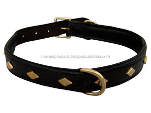 Colliers de chien en cuir véritable végétalien souple de luxe de qualité supérieure avec boucle en argent avec rivet pour la formation des animaux de compagnie - Product Image 4