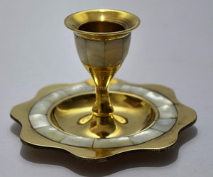 Exclusive Brass Candlestick Holders with Mother of Pearl 6038 Elegant Metal <b>Lanterns</b> & <b>Candle</b> Jars Handmade Home Decoration - Product Image 3