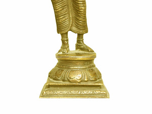 Estatua de latón dorado hecha a mano, Lord Vishnu, de pie, Idol religioso indio - Product Image 4