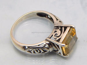 Classic Style Women's Lemon Quartz Gemstone Ring 925 Sterling <b>Silver</b> <b>Wedding</b> <b>Band</b> Pretty with CMA Certificate - Product Image 2