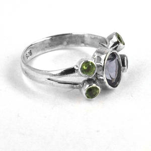 Genuino Peridot Iolite Piedra preciosa Diseñador hecho a mano 925 Anillo de plata esterlina Ajuste de joyería de boda Fabricantes al por mayor - Product Image 1