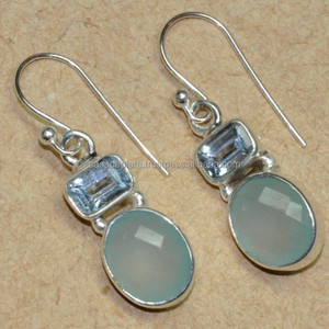 ต่างหูเงินสเตอร์ลิง925เป็นเอกลักษณ์ของโทแพซต่างหูผู้หญิงทันสมัยทันสมัยเป็นของขวัญ - Product Image 1