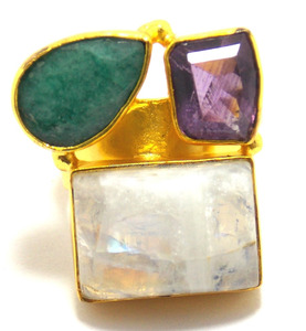 Plaqué or Naturel Multi Pierre Bague - Product Image 1