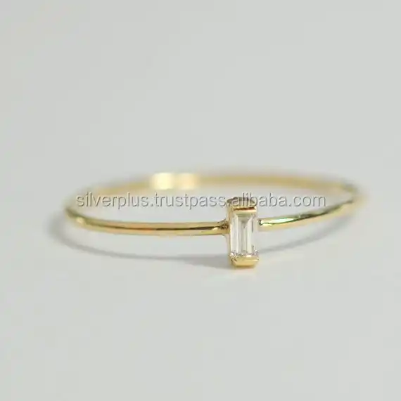 Solid 18k Yellow Gold Natural Baguette Diamond Ring Fine Bijoux Jewelry Manufacturer Wholesale Supplier