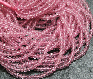 Perles rondes facettées en quartz mystique rose de 14 pouces, 3,5 à 4 mm, pour la fabrication de bracelets, bijoux, évaluation par un tiers - Product Image 2