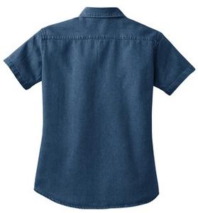 Chemise en Denim à manches courtes, vêtement 6.5 coton, ceinture à double aiguille cousue à couleur unie, 100% - Product Image 5